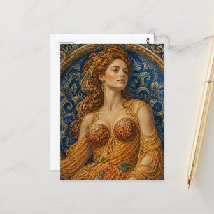 Goddess in a dress made from Spaghetti Postcard
