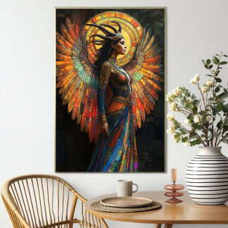 Goddess Isis Mosaic Print: Egyptian Art Nouveau Poster