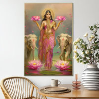 Goddess Lakshmi: Pink Gold Floral Elephants