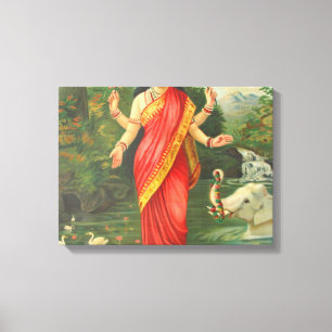Goddess Lakshmi - Raja Ravi Varma Canvas Print