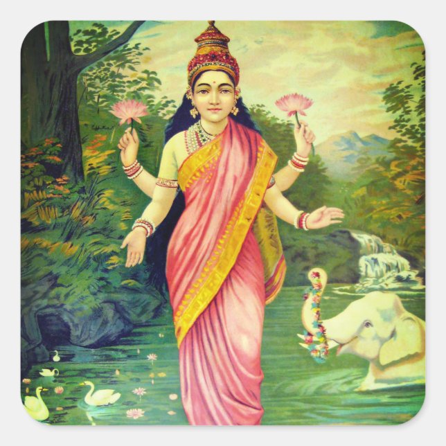 Goddess Lakshmi Square Sticker (Front)