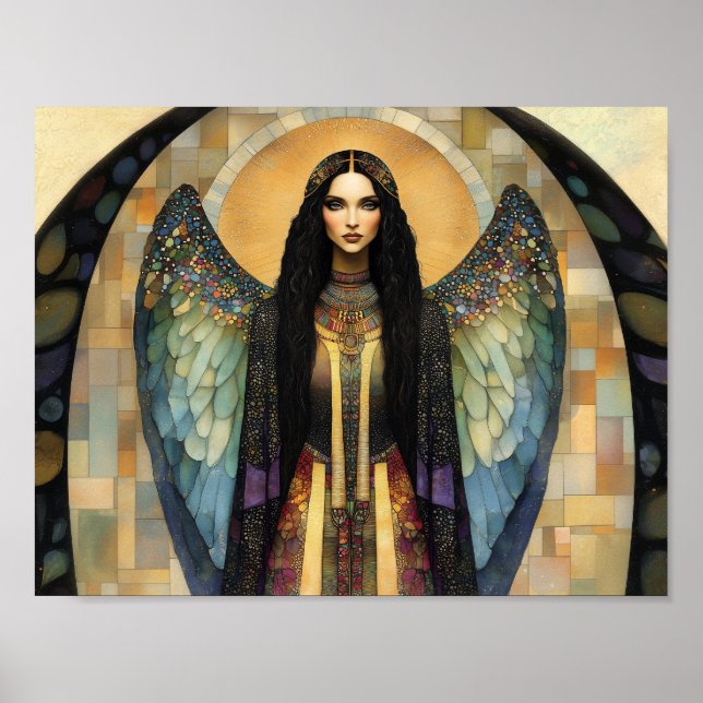 Goddess Lilith Dark Rainbow Mosaic Painting Poster (Front)