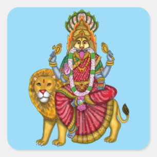 Goddess Narasimhi Divine Protection Art Square Sticker