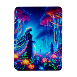 Goddess Neon Forest Of Light Fantasy fairytale art Magnet