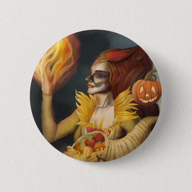 Goddess of Autumn 2 Inch Round Button (Front)