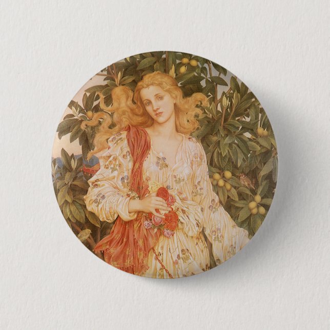 Goddess of Blossoms and Flowers, Flora by Morgan 2 Inch Round Button (Front)