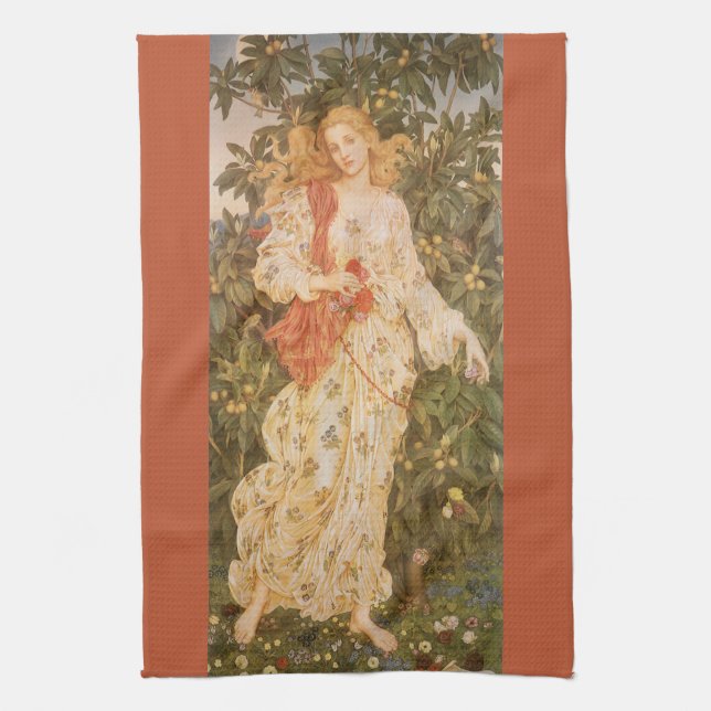Goddess of Blossoms and Flowers, Flora by Morgan Kitchen Towel (Vertical)