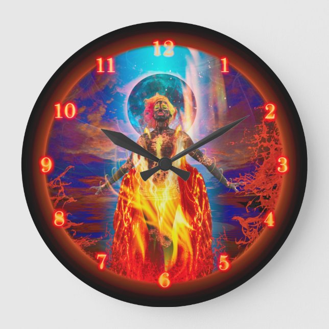 Goddess of Fire PELE LUNA MELTDOWN Large Clock (Front)