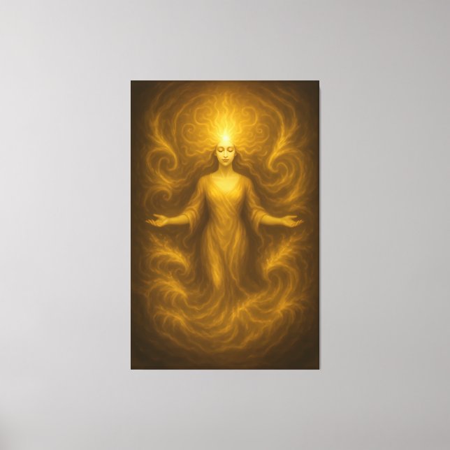 Goddess of Golden Revelation – Radiant Light Aura  Canvas Print (Front)