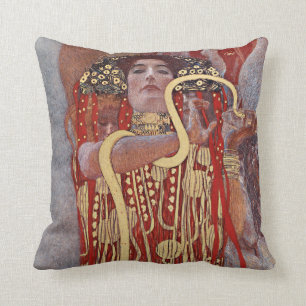 Goddess of Health, Hygieia (Salus), Gustav Klimt Throw Pillow