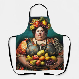 "Goddess of Overindulgence" Colourful Portrait Apron