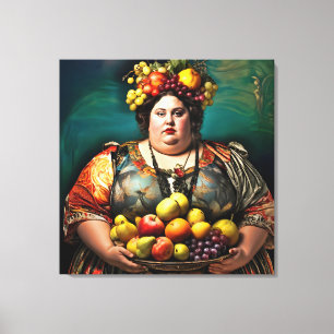 "Goddess of Overindulgence" Colourful Portrait Canvas Print