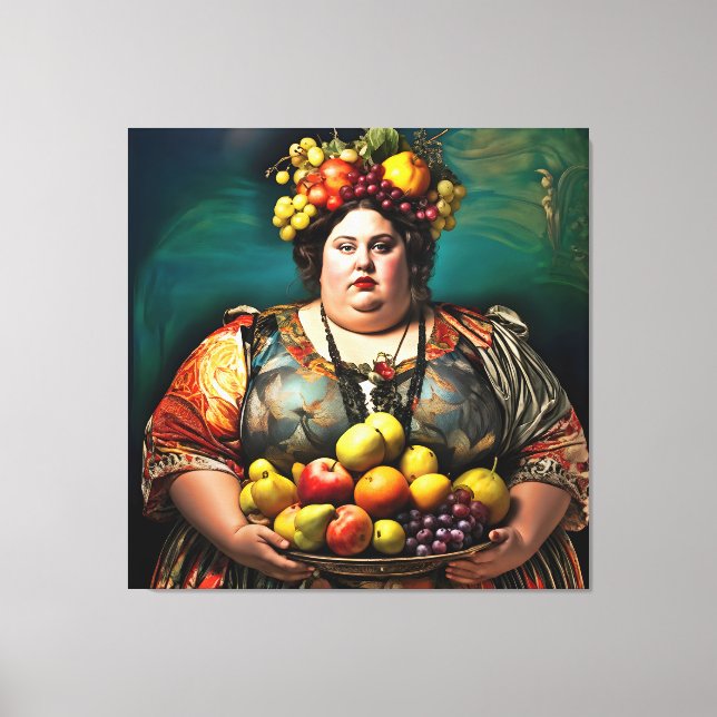 "Goddess of Overindulgence" Colourful Portrait Canvas Print (Front)