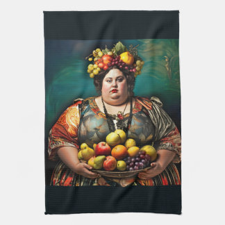 "Goddess of Overindulgence" Colourful Portrait     Kitchen Towel