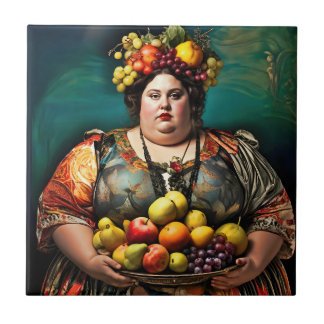 "Goddess of Overindulgence" Colourful Portrait Tile