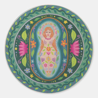 Goddess of Spring Mandala Classic Round Sticker