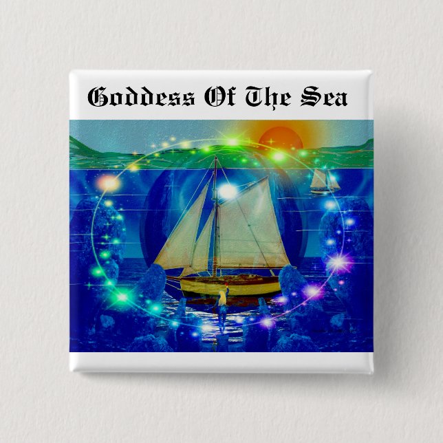 Goddess Of The Sea 2 Inch Square Button (Front)