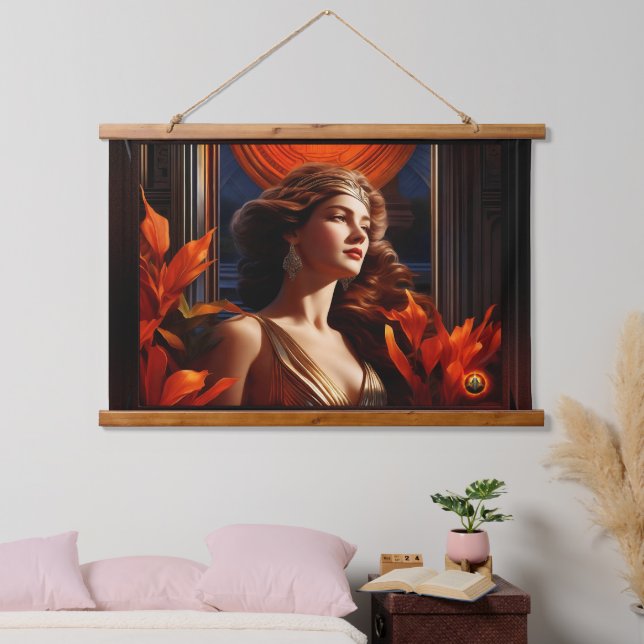 Goddess Of The Sun Art Deco Romantic Glamour Hanging Tapestry (Bedroom)