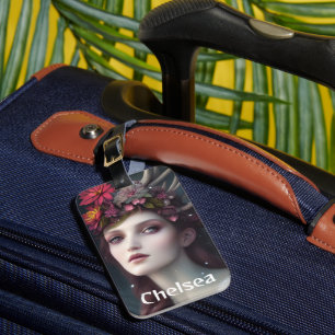 Goddess of Winter Fantasy Floral Portrait   Luggage Tag