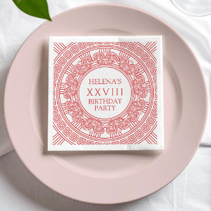 Goddess party napkins with pink Greek design