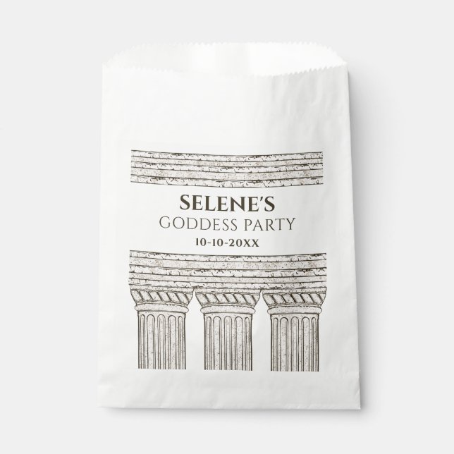 Goddess party with custom text and stone elements favour bag (Front)