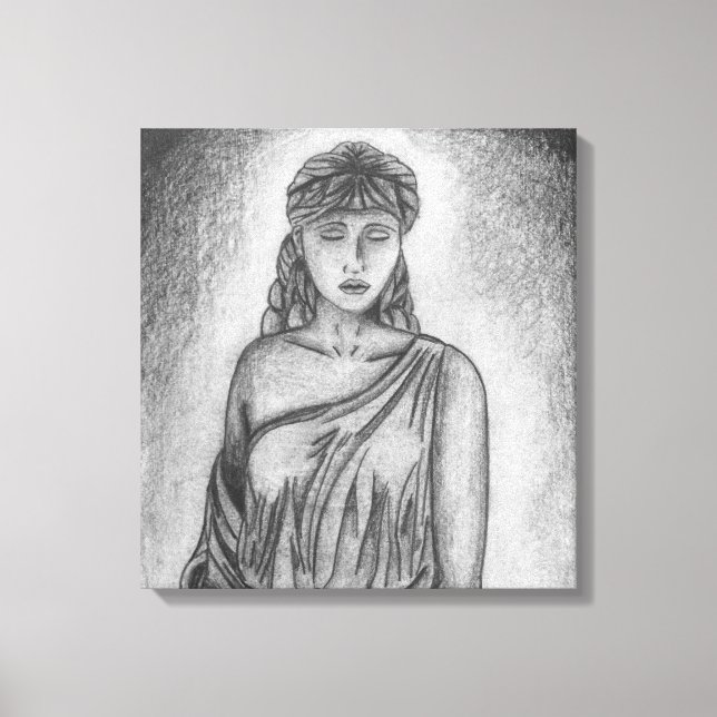 Goddess Pencil Drawing by Sara Motolanez Canvas Print (Front)