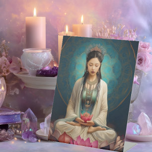 Goddess Quan Yin High Frequency Portrait Painting Pedestal Sign