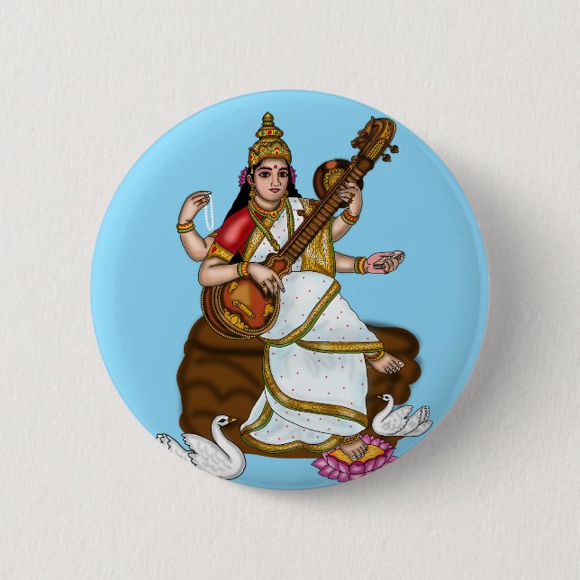 Goddess Saraswati Button (Front)