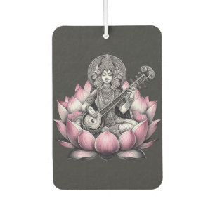 Goddess Saraswati on Lotus Air Freshener