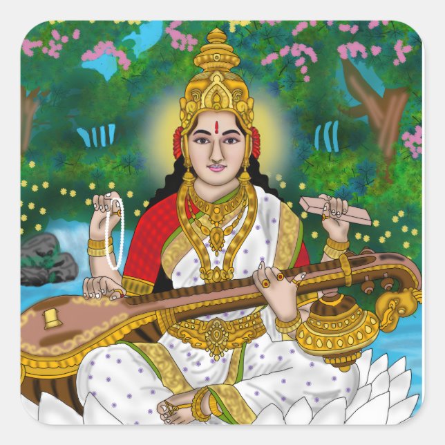 Goddess Saraswati Sticker (Front)