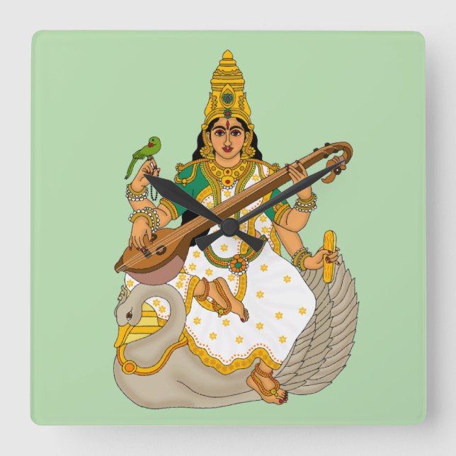Goddess Saraswati Wall Clock (Front)