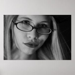 Goddess Smirking poster in B&W