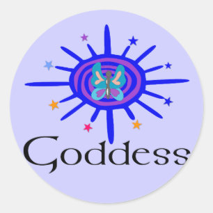 Goddess Sun and Stars Classic Round Sticker