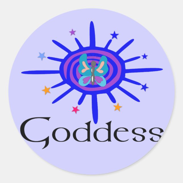Goddess Sun and Stars Classic Round Sticker (Front)