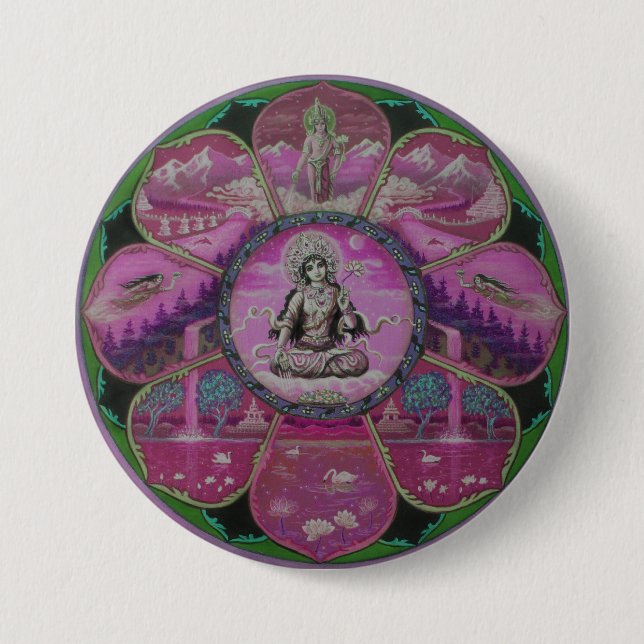 Goddess Tara Mandala 3 Inch Round Button (Front)