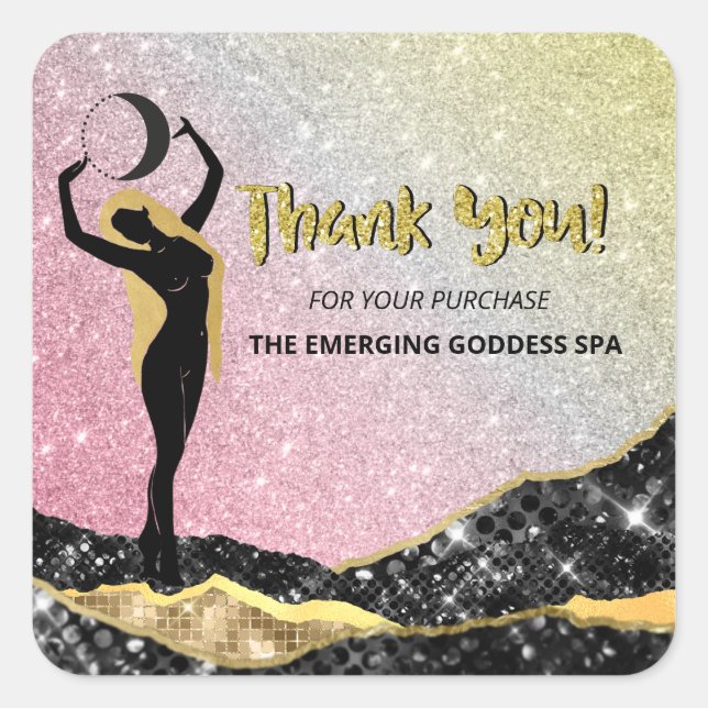 *~* Goddess .THANK YOU +  Ombre Pastel Glitter Square Sticker (Front)