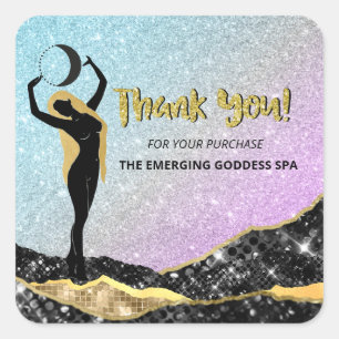 *~* Goddess . THANK YOU  Ombre Pastel Glitter  Square Sticker