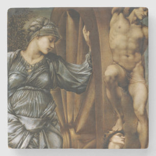 Goddess Turning the Wheel of Fortune (Burne-Jones) Stone Coaster