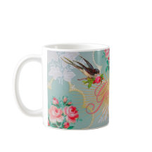 Goddess vintage wallpaper pink roses mug