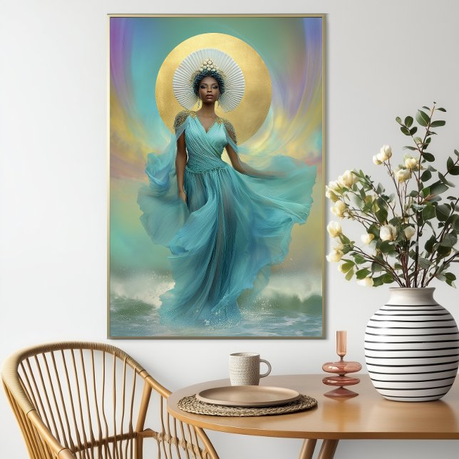 Goddess Yemoja Luxurious Turquoise Gold  Poster (Creator Uploaded)