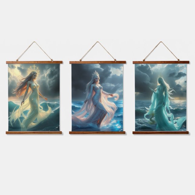 Goddesses of the Water and Storms Trinity Hanging Tapestry (Triple)