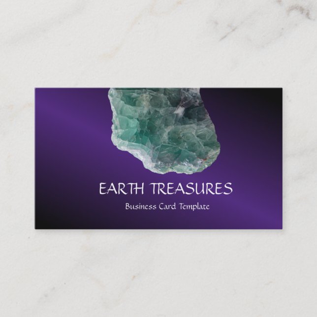 Gode Green and Purple Fluorite Healing Crystals Business Card (Front)
