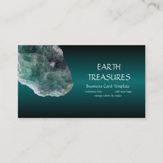 Gode Green and Purple Fluorite Healing Crystals Business Card (Front)