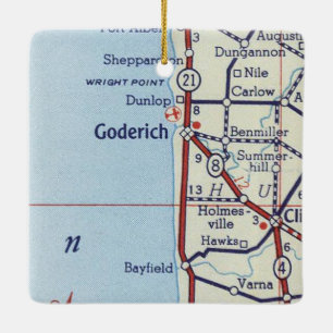 Goderich ON Vintage Map Ceramic Ornament