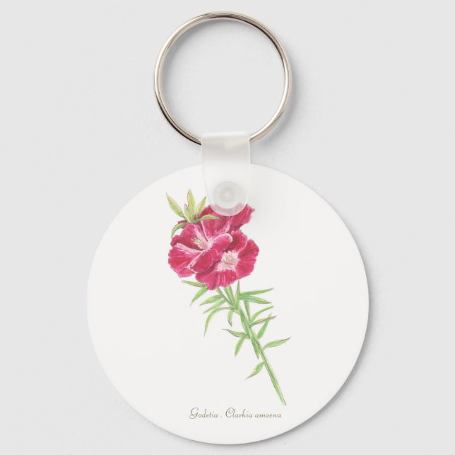 Godetia  button keychain (Front)