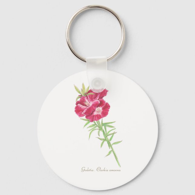 Godetia  button keychain (Front)