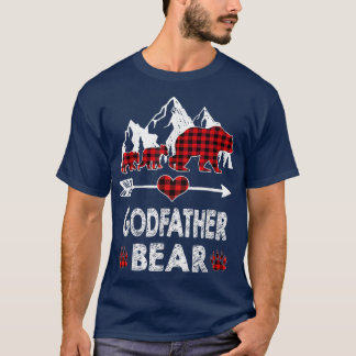 Godfather Bear Shirt, Red Buffalo Plaid Godfather T-Shirt