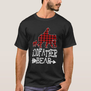 Godfather Bear Three Cubs Red Plaid Mama Christmas T-Shirt