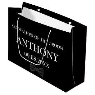 Godfather Black Elegant Modern Name Gifts Wedding Large Gift Bag