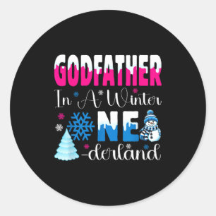 Godfather In A Winter Onederland Bday Girl Sweet S Classic Round Sticker